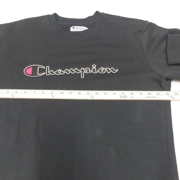 Champion Black Essentials Spellout Crewneck Sweatshirt Men's Size Medium - Picture 6 of 13
